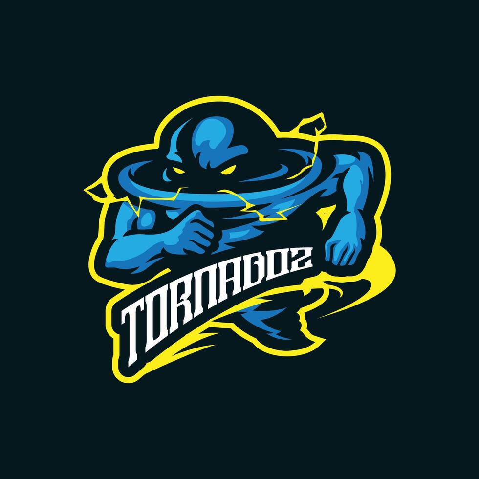 Tornado mascot logo design with concept style for badge, emblem and t shirt printing. Angry tornado illustration for sport team. vector