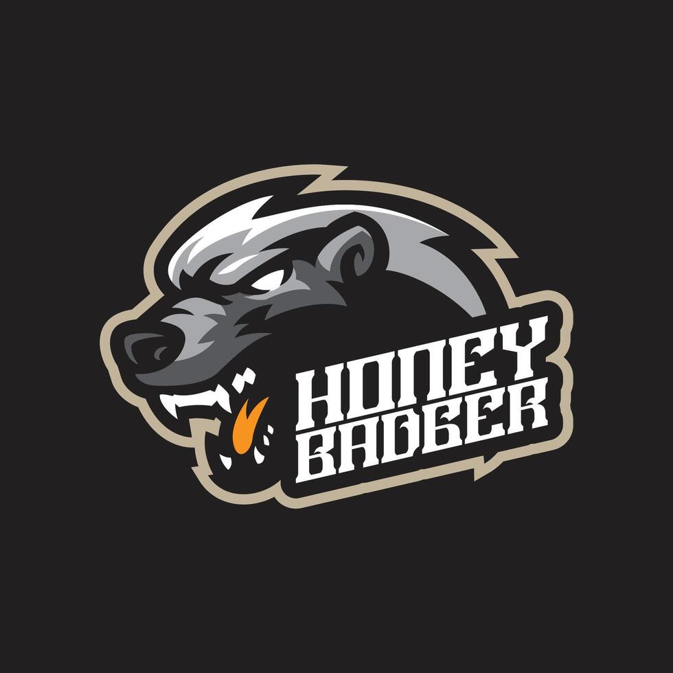 Honey badger mascot logo design with concept style for badge, emblem and t shirt printing. Honey badger head illustration. vector