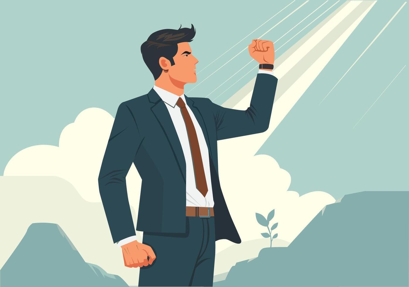 Successful Businessman Determined to Achieve Goals vector