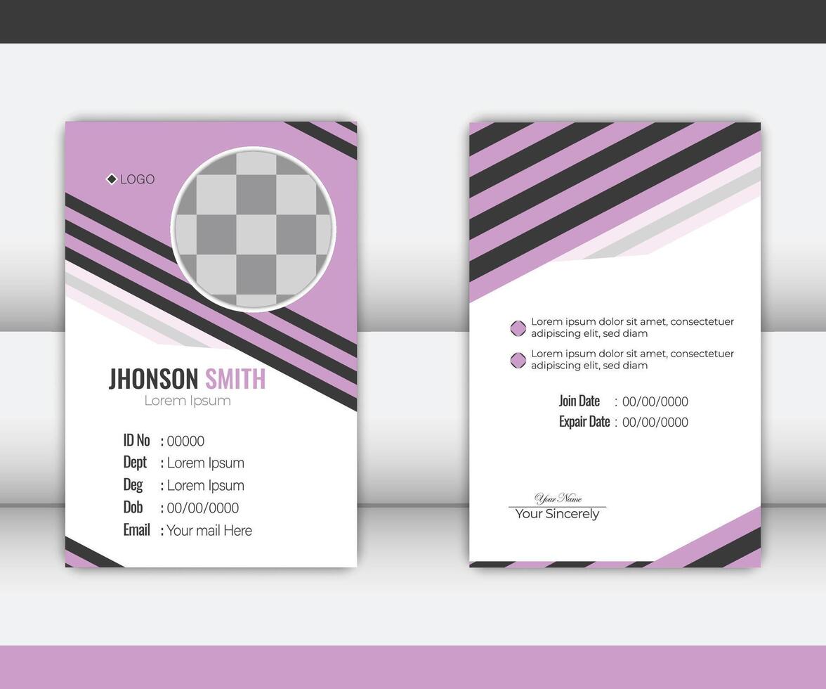 Clean staff id card design template vector