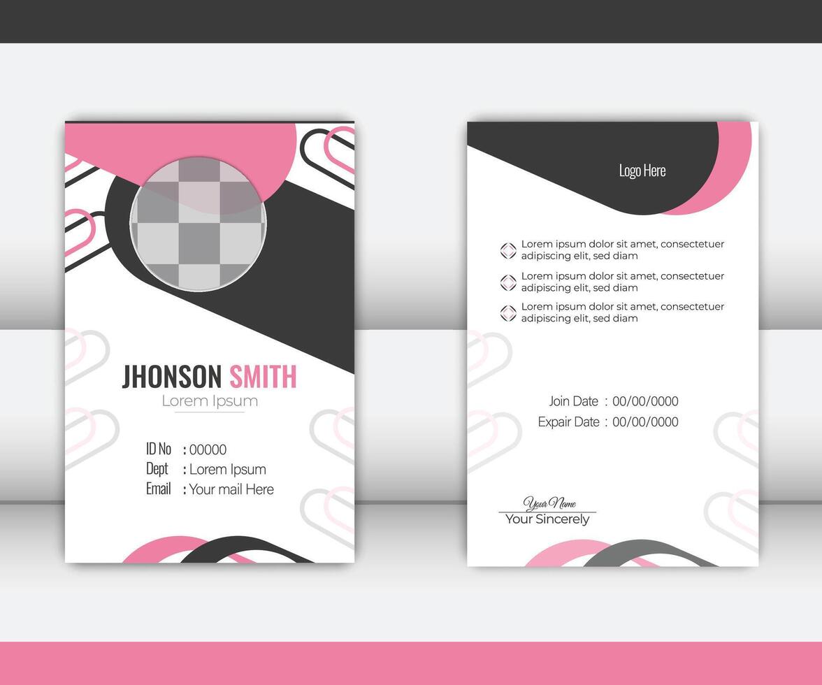Modern office and staff id card design template vector
