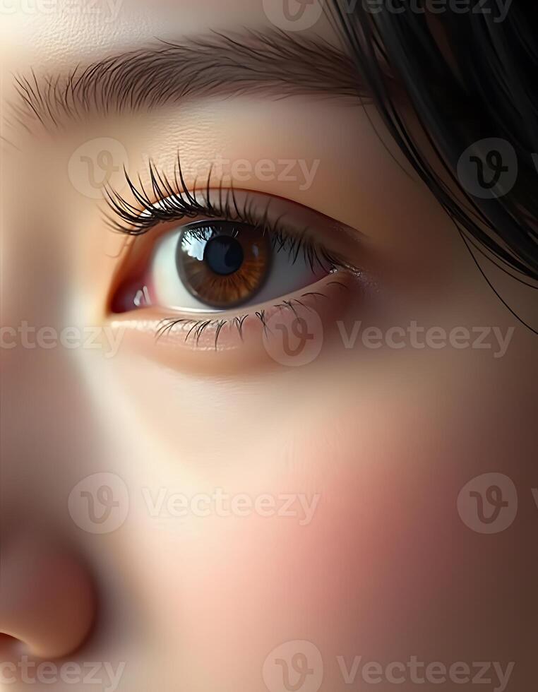 Detailed eye closeup with warm shadows photo