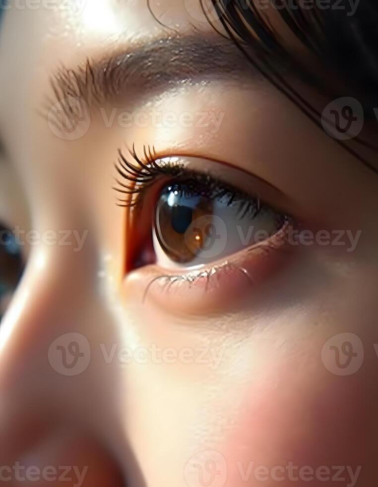 Womans eye closeup with minimal focus photo