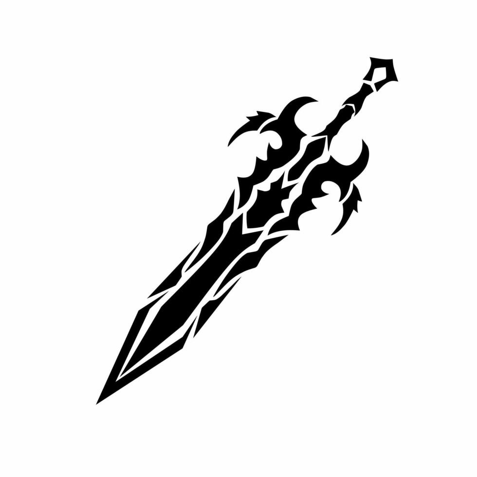Tribal Fantasy Sword Silhouette llustration vector
