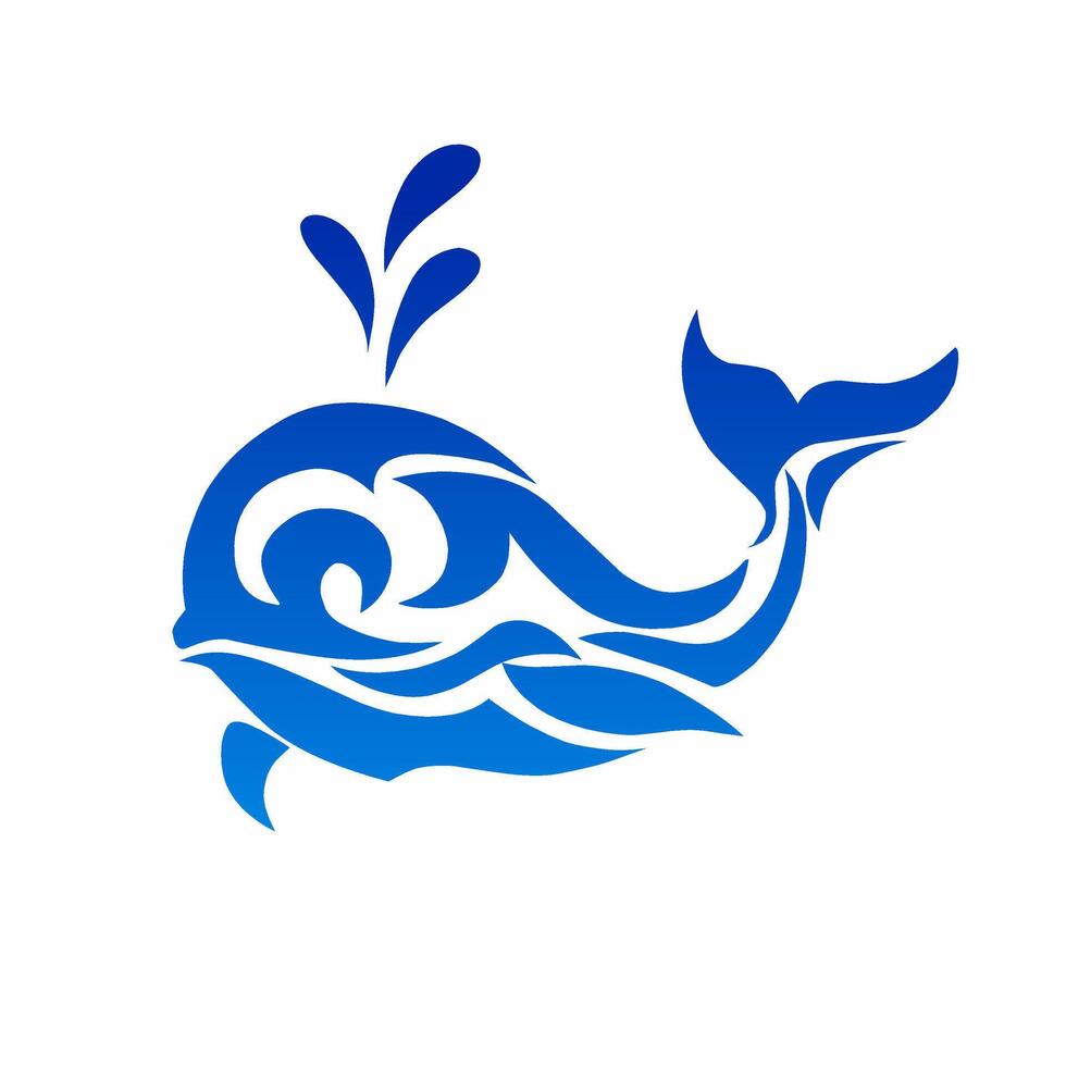 Tribal Style Whale Illustration with Water Splash vector