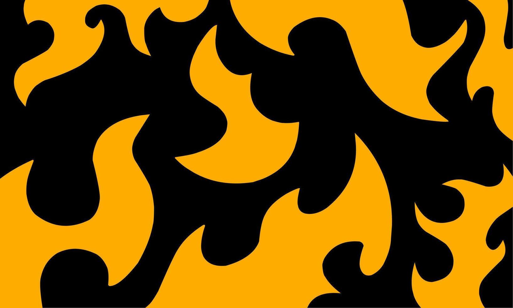 Bold abstract flame pattern with black and orange colors, ideal for backgrounds, textiles, streetwear designs, or digital art projects vector