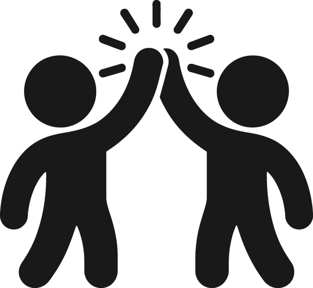 Two figures high five with radiating lines people celebration vector