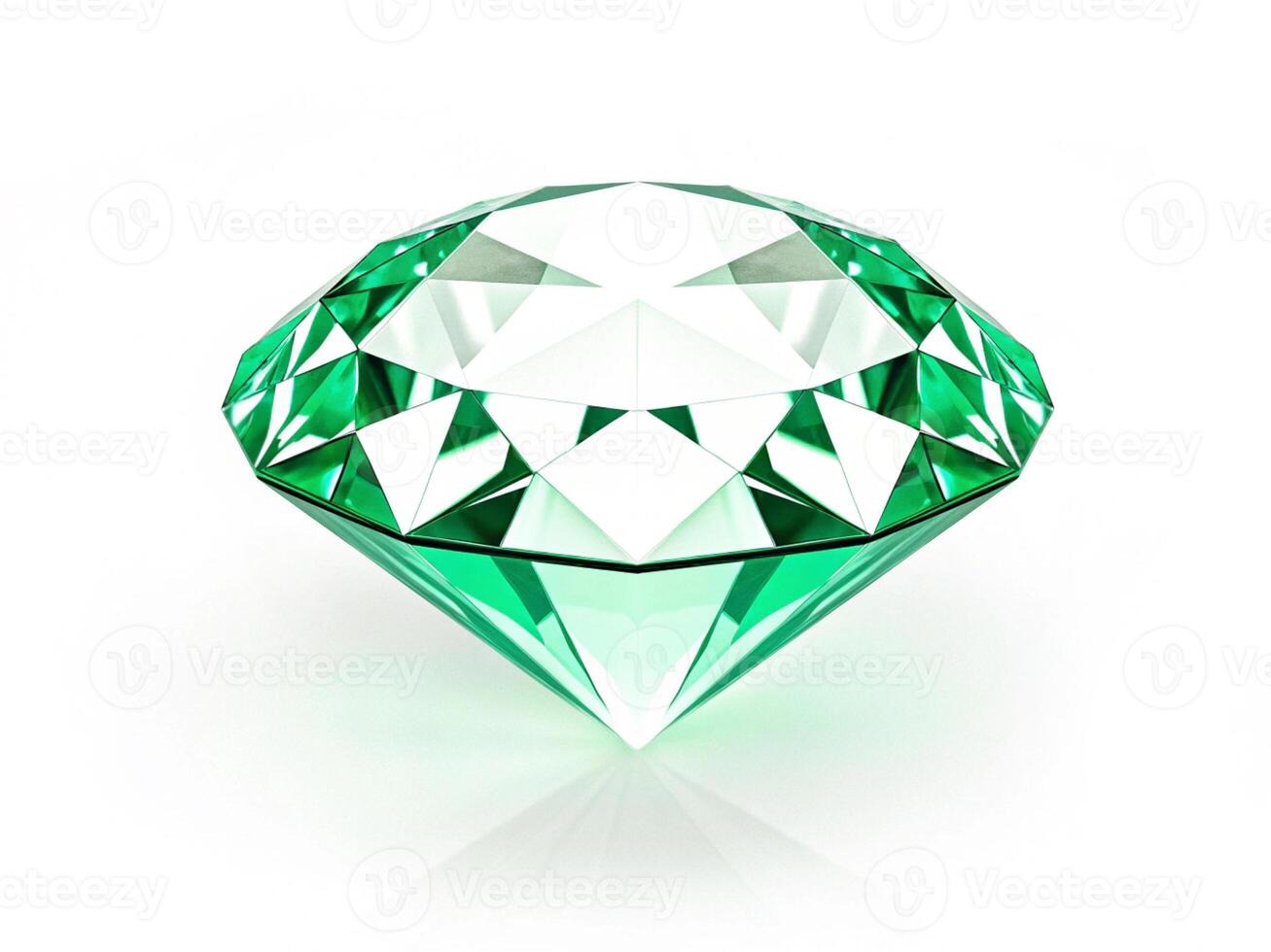 Emerald. Precious faceted stone emerald. Emerald on a white background. photo