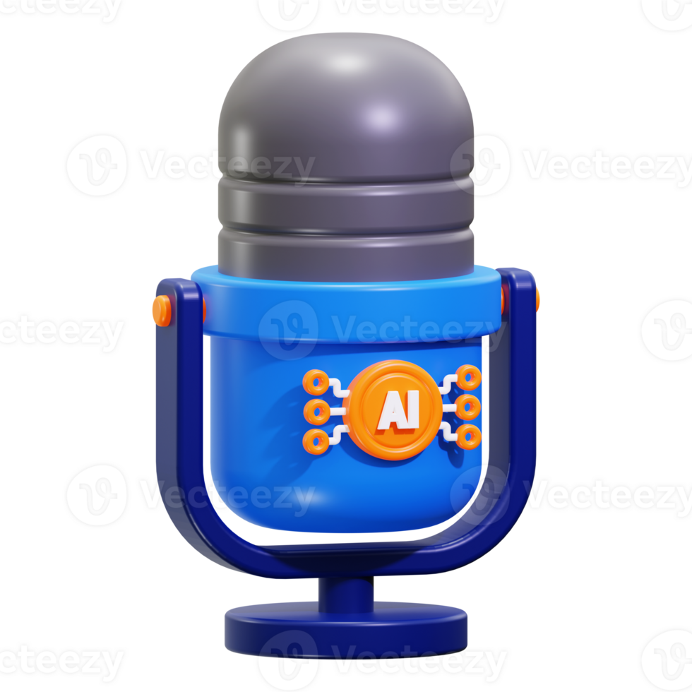 Ai voice recognition microphone for enhanced communication, in blue sleek design. Ideal for technology, communication, AI, and voice recognition concepts png