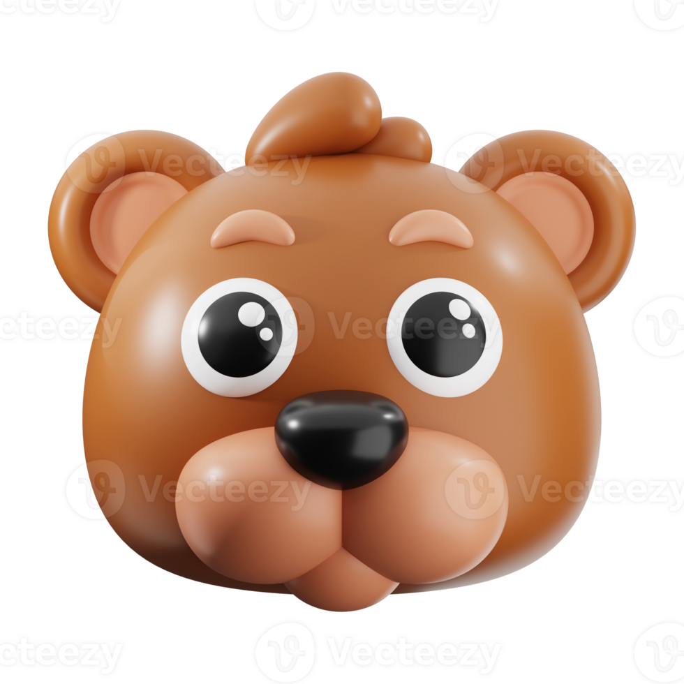 Bear 3d rendered portrait suitable for wildlife conservation, outdoor and wildlife themed designs, educational materials, and nature related projects png