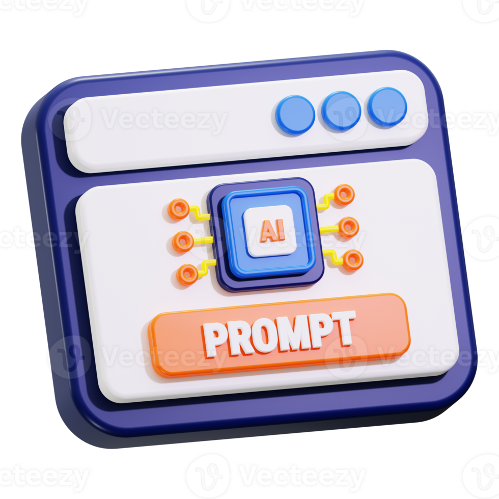 Ai prompt 3D rendering for tech blogs, AI software showcases, or presentations on artificial intelligence and machine learning technologies png