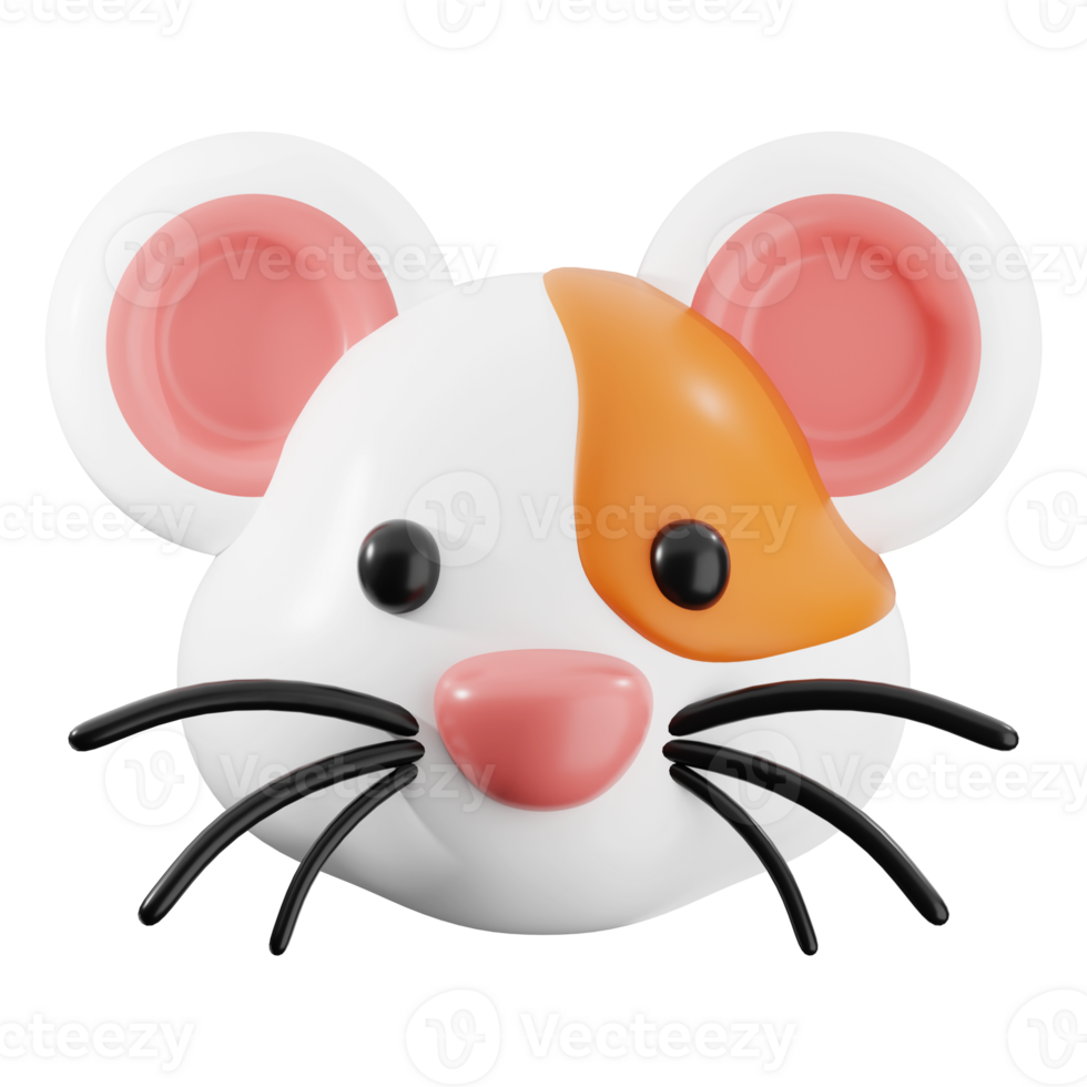 Hamster animal 3D model with white, orange, and pink details for pet care blogs, children's books, web design, and animal lovers products png