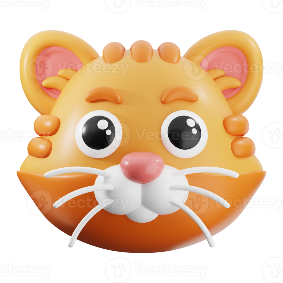 Cat animal in a playful 3D render suitable for children's book illustrations, pet related designs, and cat related branding projects. Cute and whimsical png