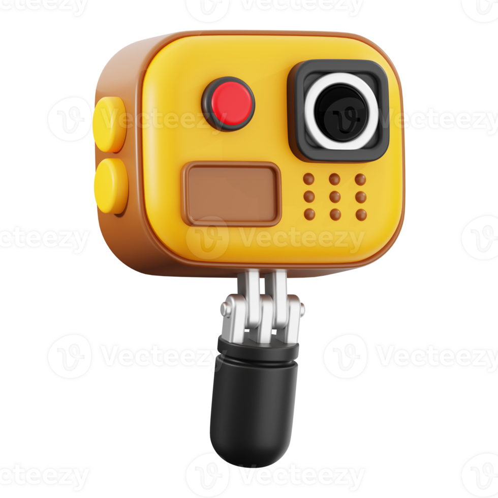 Action cam swinging on a robotic arm ideal for technology, adventure, and action packed visual content for marketing and branding campaigns png