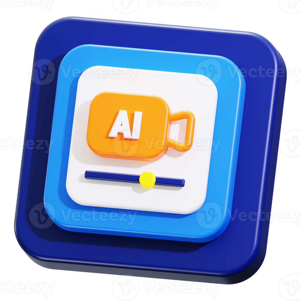 3d generator AI powered app icon suitable for projects. Rendered in 3D for online platforms, promotional materials, and digital advertising png