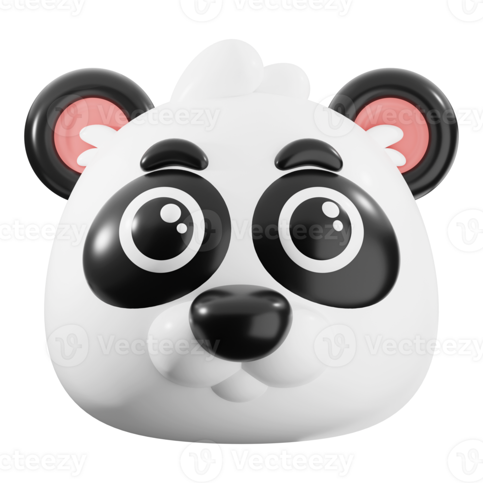 Panda 3D model featuring an adorable face, ideal for animations, educational materials, children's books, and wildlife conservation campaigns png