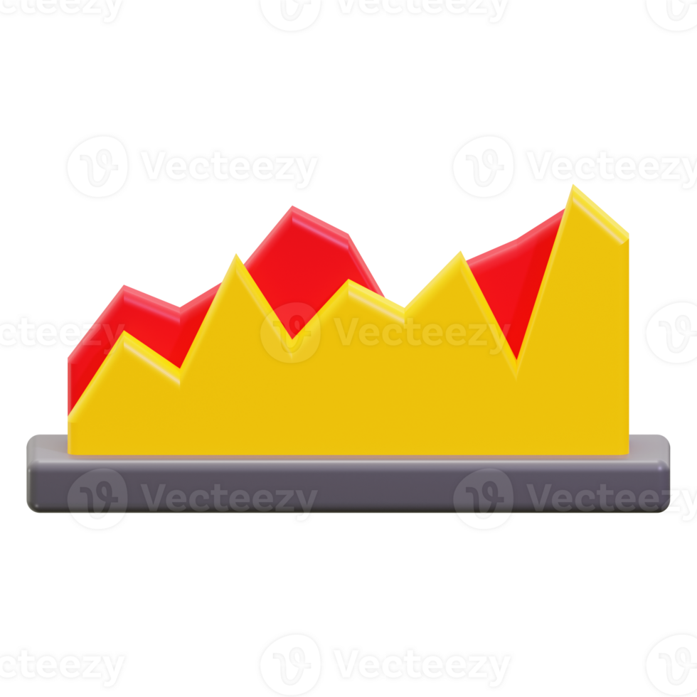 3D red and yellow line graph suitable for business presentations, financial reports, data analysis, marketing visuals, infographic designs png