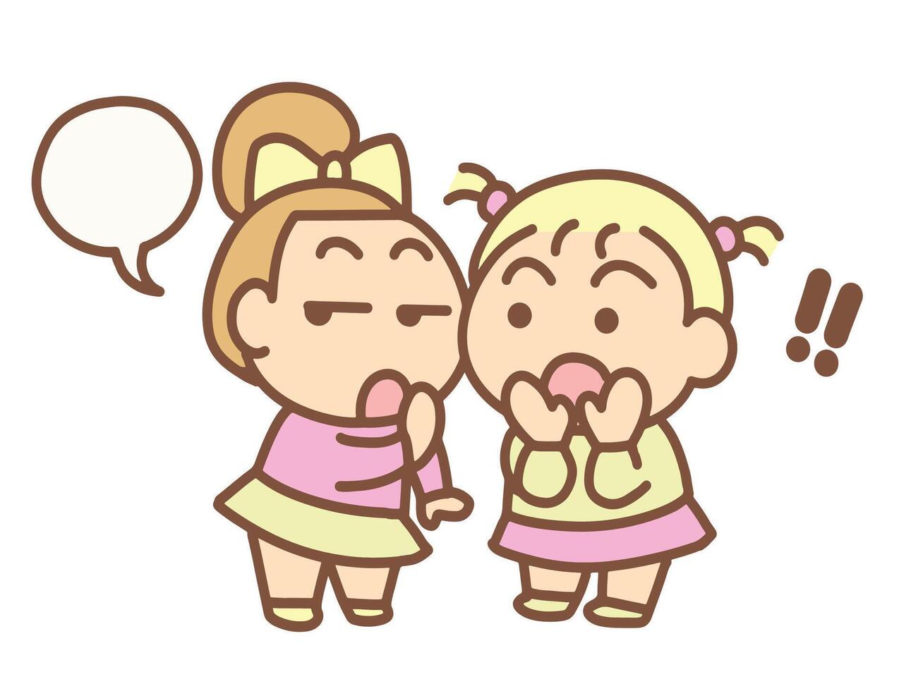 Two little kids are gossiping. vector