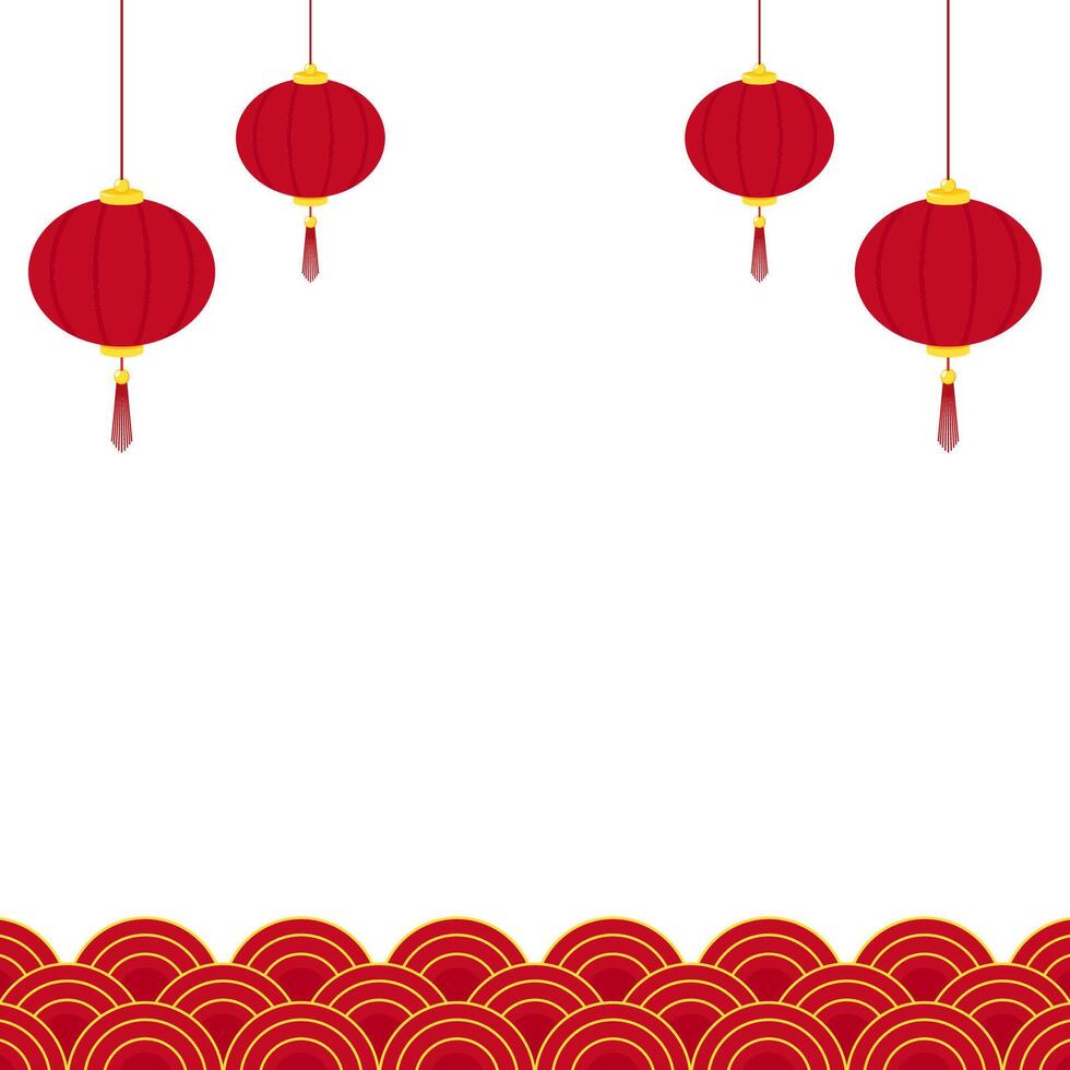 Chinese new year. Chinese new year banner for show product. Greeting card. China frame with lantern on red background. vector