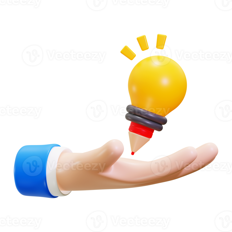 3d Creative Idea icon. Ideal for education, innovation, brainstorming, inspiration, and design projects. Bright ideas symbolized png
