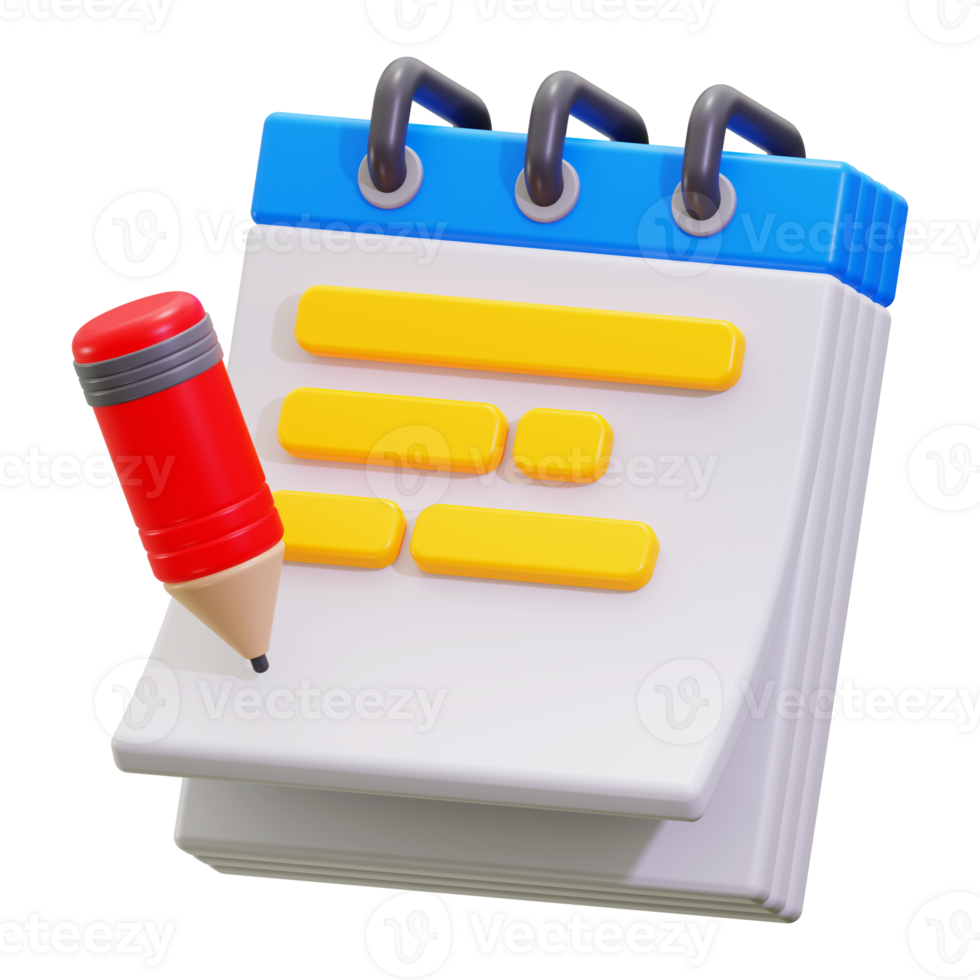 3d Note Paper icon. suitable for education, writing, creativity, school supplies, office, stationary, sketching, drawing, planners, notetaking concepts png
