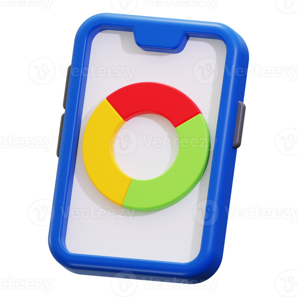 3D phone with colorful pie chart suitable for business presentations, financial reports, data analysis, technology concepts, and communication concepts png