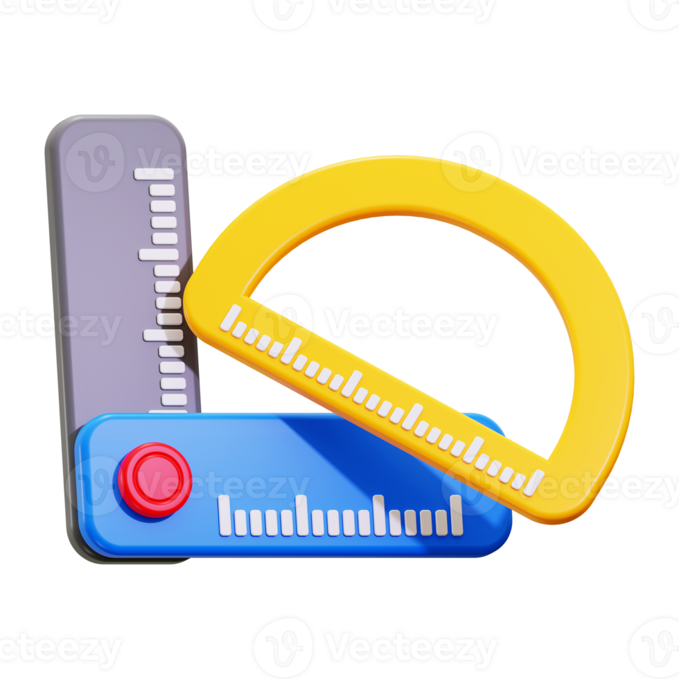 3d Ruler icon. Perfect for educational designs, back to school promotions, or technical illustrations png