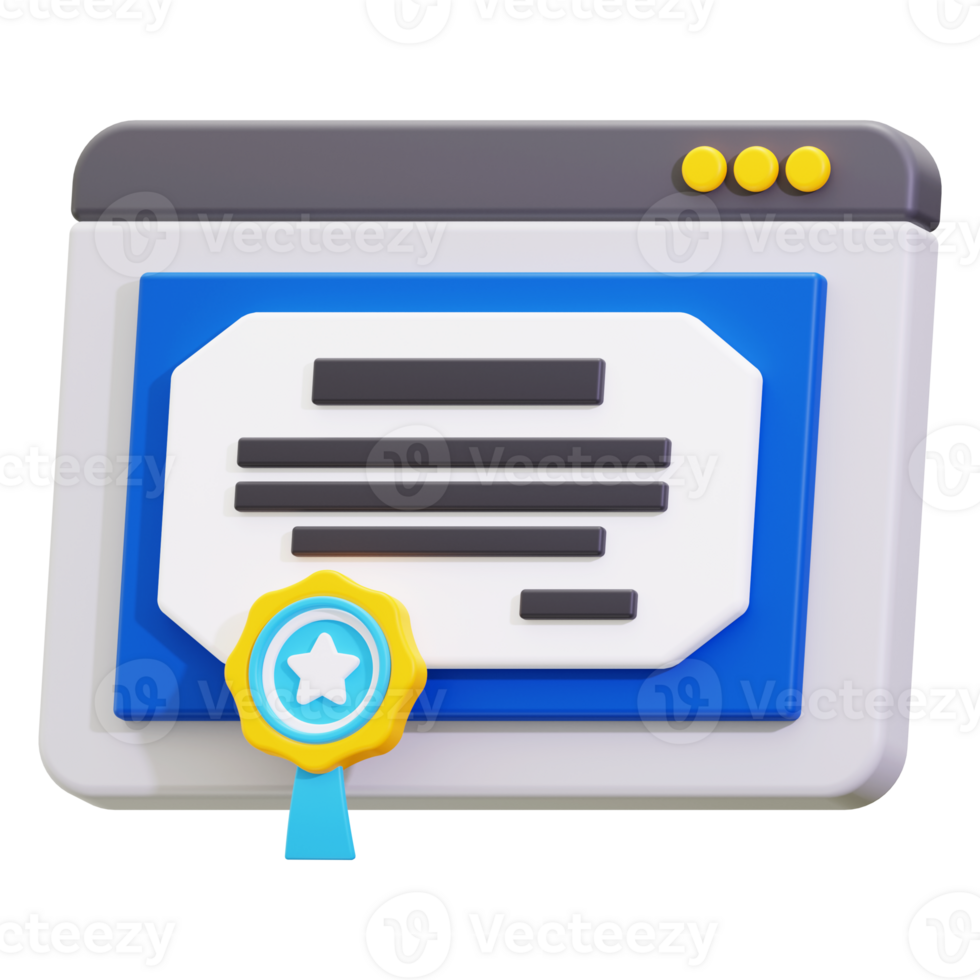 3d e certificate icon. perfect for celebrating achievements or recognizing success in business or education presentations. Great for certificates or awards png