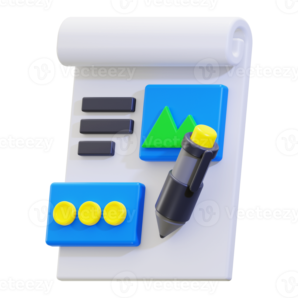 3d article icon. ideal for office, writing, education, and stationery related designs and concepts in a workspace png