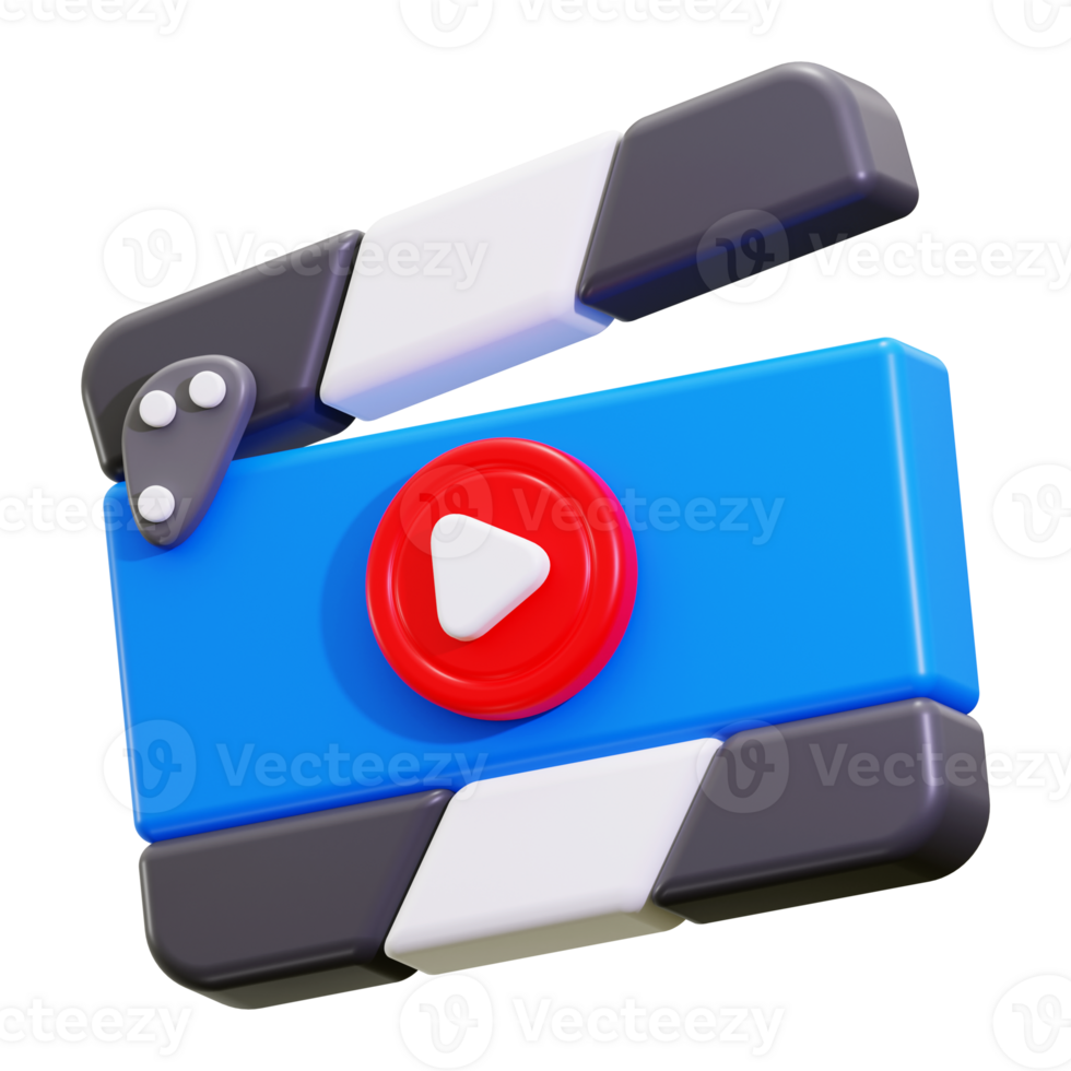 3d Clapperboard icon. Suitable for production, film industry, multimedia, technology concept projects png