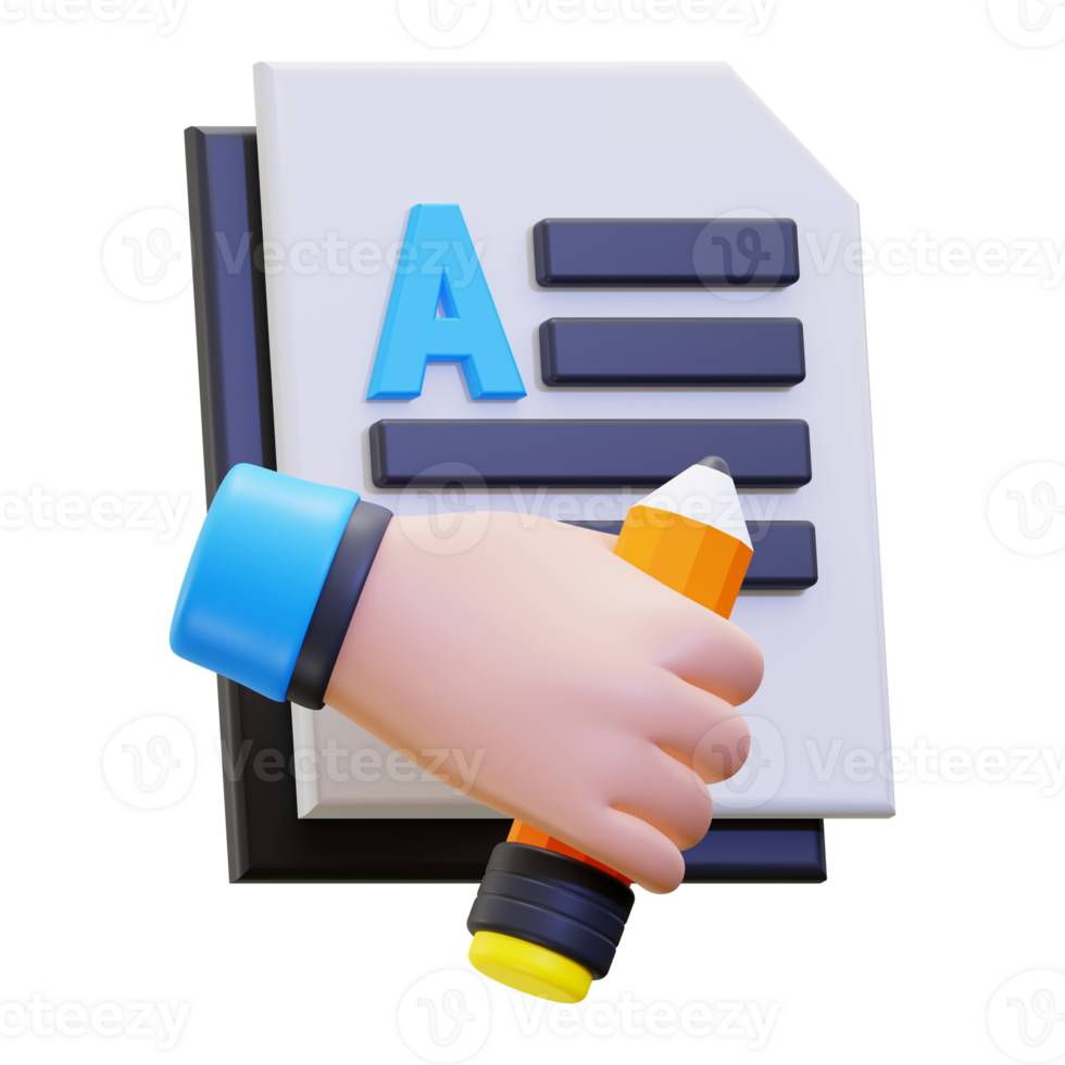 3d content writing icon. suitable for educational or business concepts. Write notes, sign documents, or study with this image png