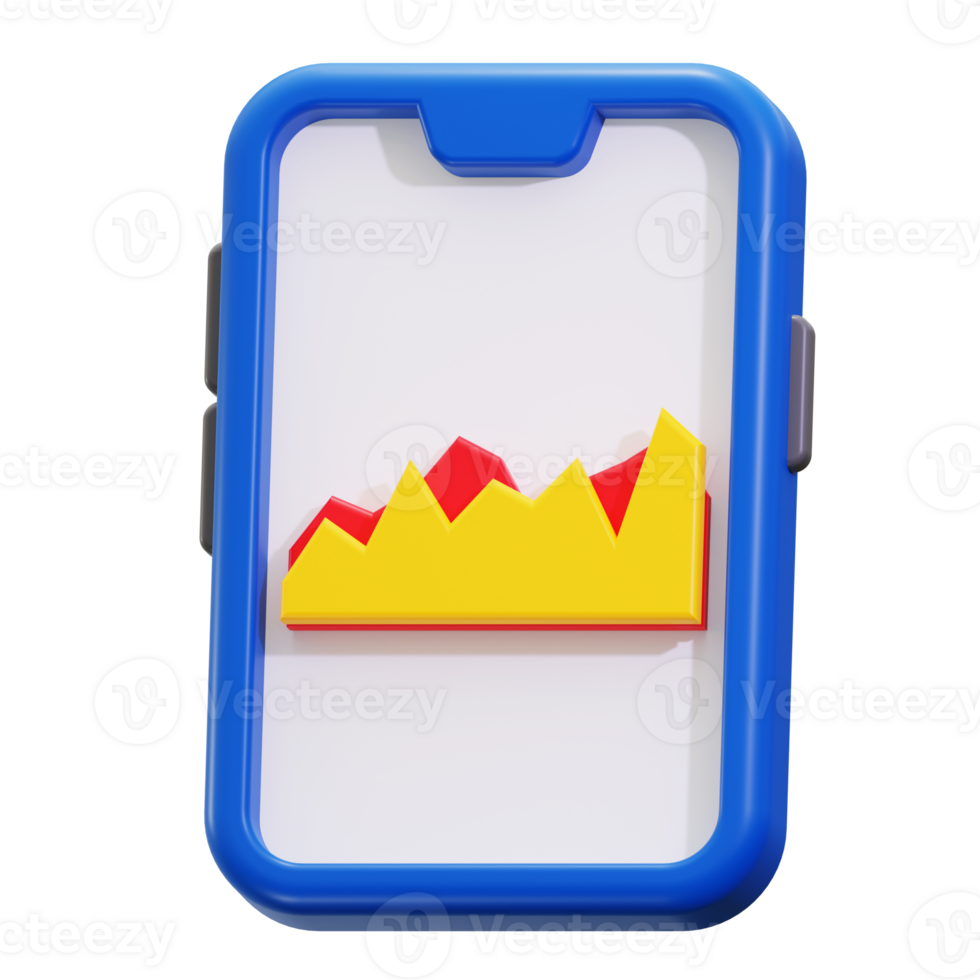 3D phone with red and yellow graph. Ideal for business presentations, financial reports, technology concepts, and data analysis content png
