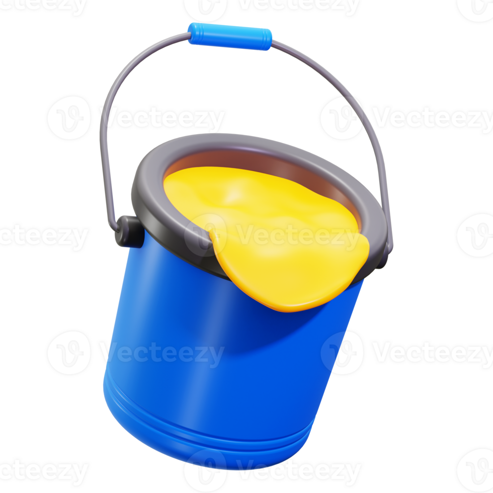 3d Paint Bucket icon. suitable for DIY, construction, renovation, home improvement, paint projects, art supplies, spills concept png