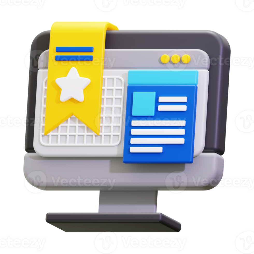 3d bookmark icon. suitable for online reviews, feedback, customer satisfaction evaluation, and website performance monitoring png