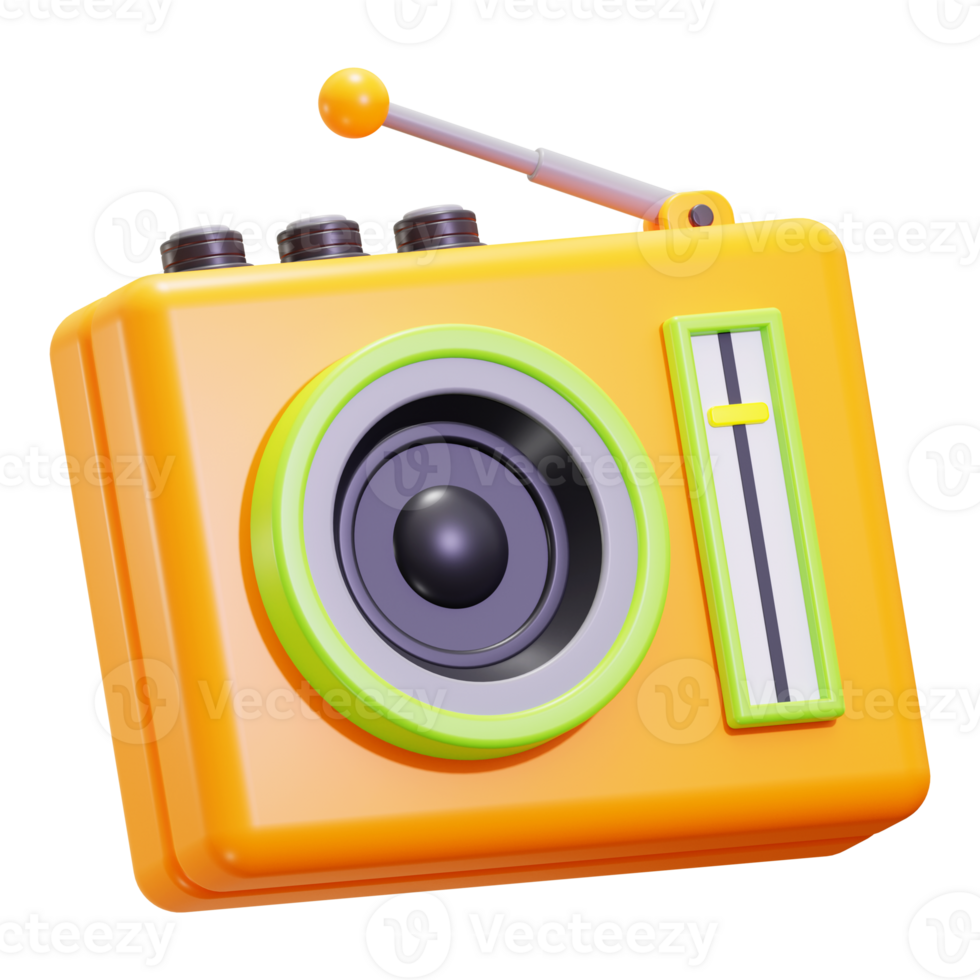 3d Radio icon. ideal for music, audio, retro, technology, communication, and broadcasting concepts in design projects png