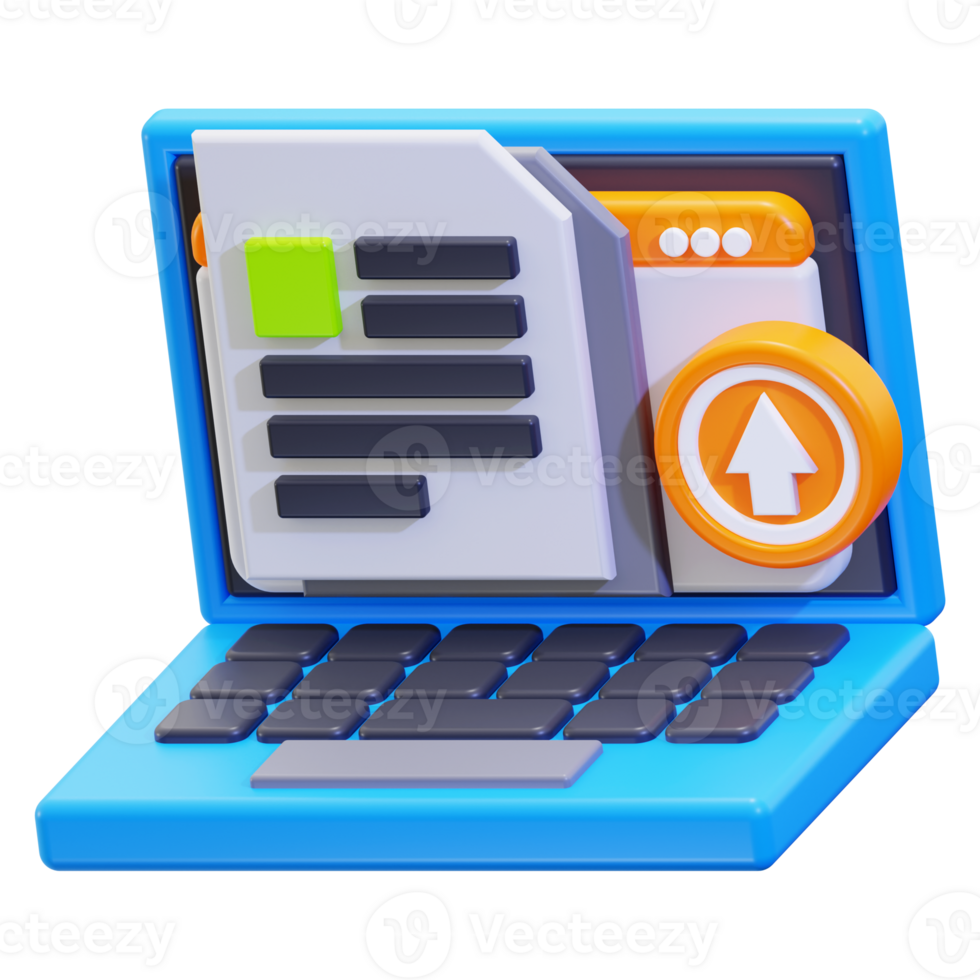 3d uploading icon. suitable for technology blogs, websites, and social media posts. Perfect for illustrating online file management png