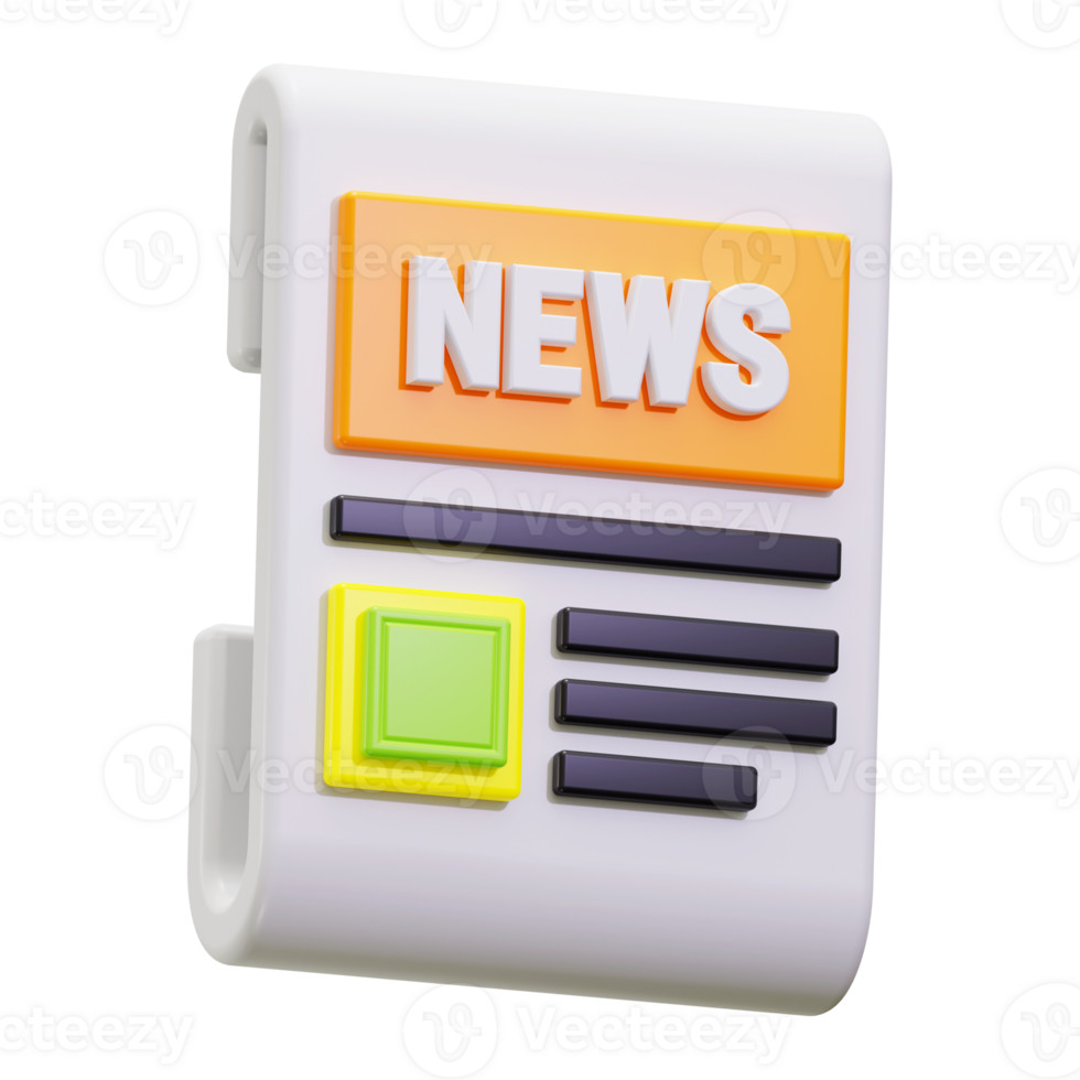3d Newspaper icon. news report object for media, journalism, communication, press, and news related concepts in design projects, presentations, or websites png