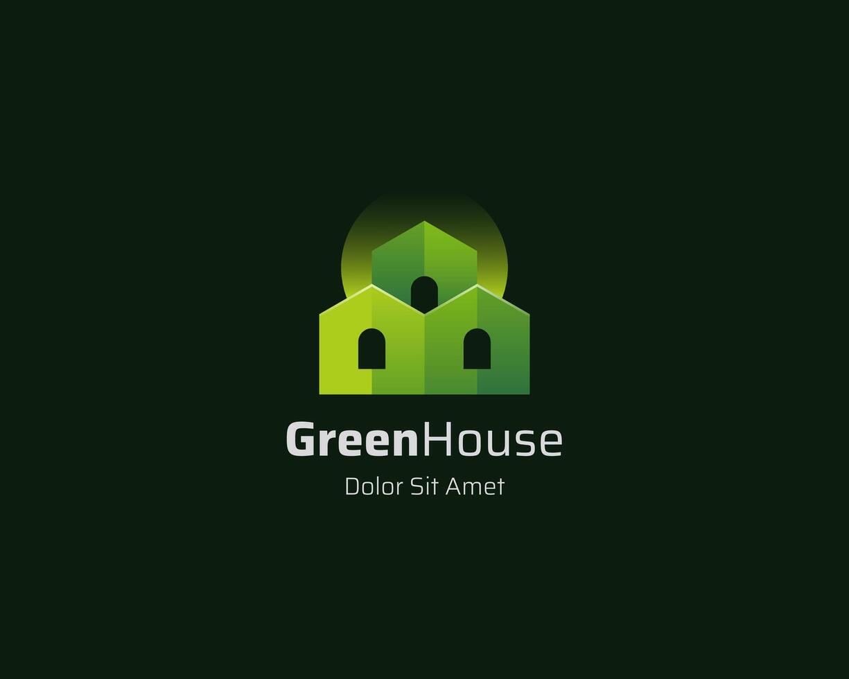 Creative green house logo design vector