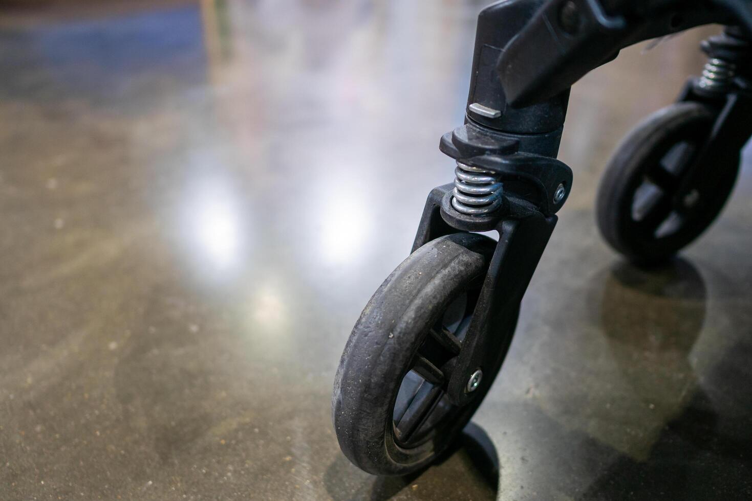 Rolling wheel mechanism industrial setting close-up image smooth surface focused view mechanics concept photo