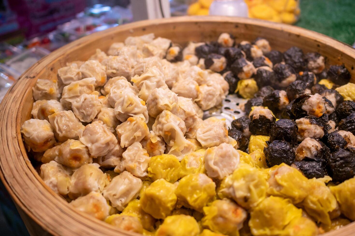 Delicious dim sum experience local market food vibrant environment close-up view culinary culture photo