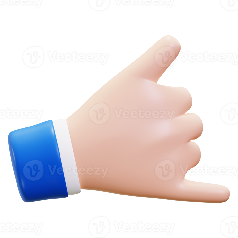 3d Shaka hand gesture cartoon perfect for communication concepts, advertising campaigns, social media posts, and website graphics needing a fun element png