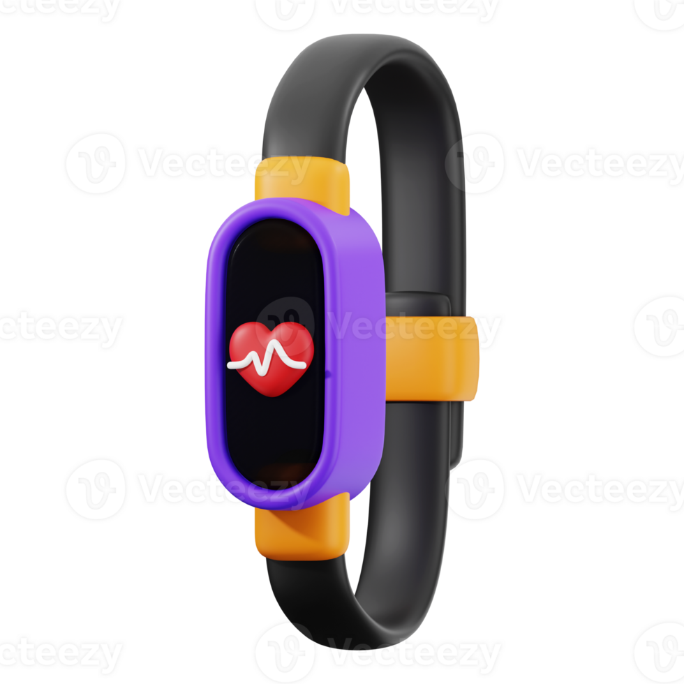 3d Fitness tracker in vibrant purple and orange hues. Suitable for health and wellness concepts, technology blogs, and fitness related design png