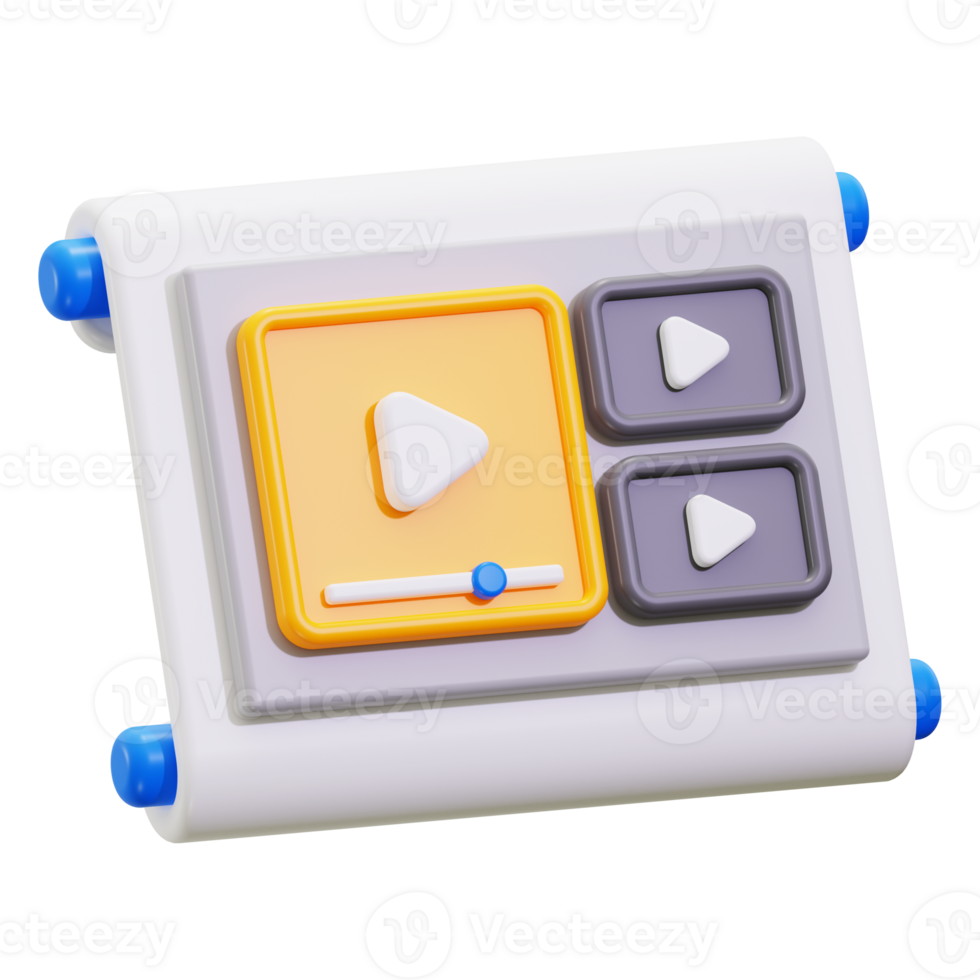 3d presentation of a 3d media player suitable for multimedia projects, technology presentations, online courses, and visual communication materials png