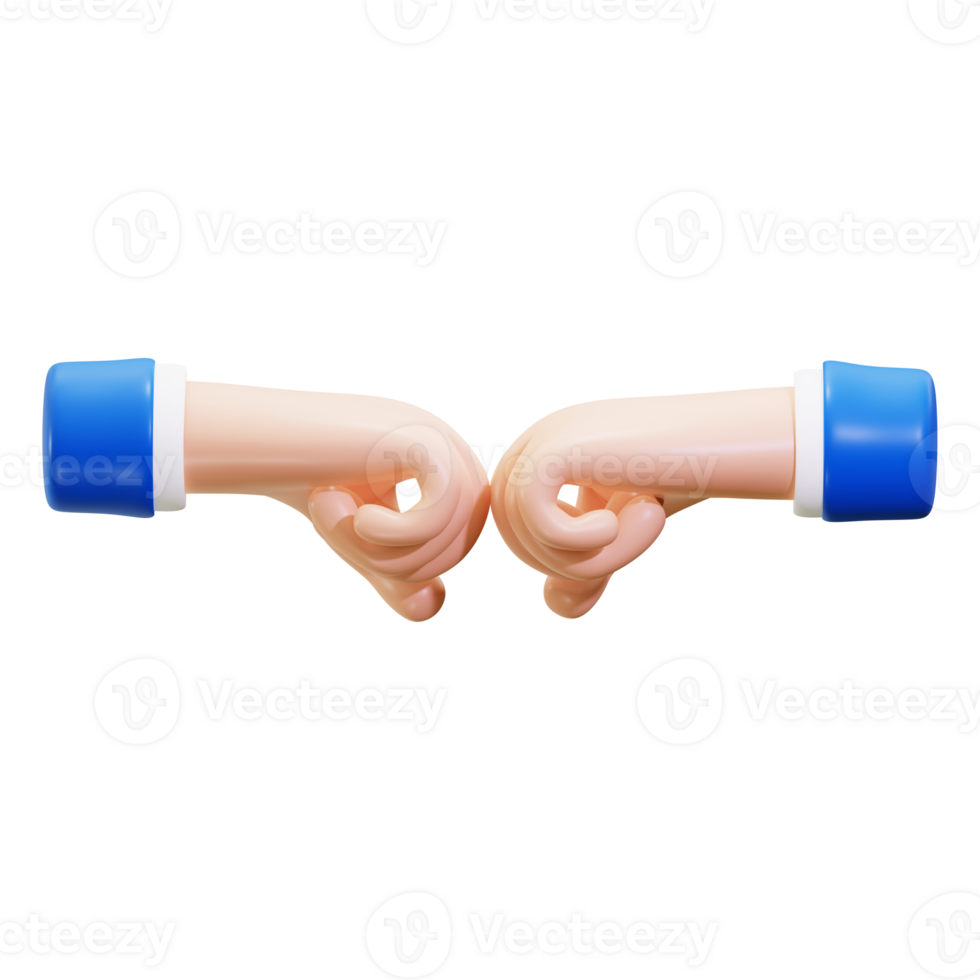 3d Two cartoon hands performing a classic handshake, ideal for business, partnership, agreement, or greeting concepts in various design projects png