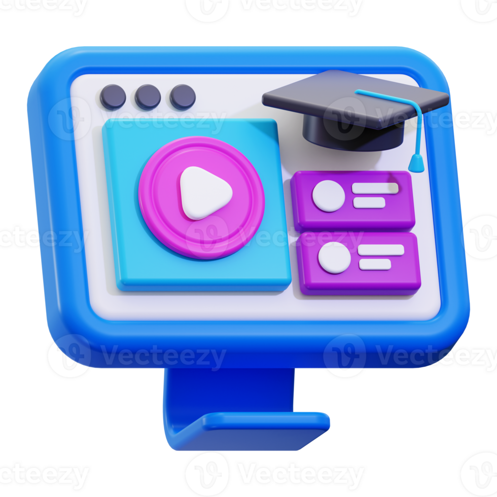 3d E Learning icon. Ideal for e learning, online courses, educational websites, graduation related content png