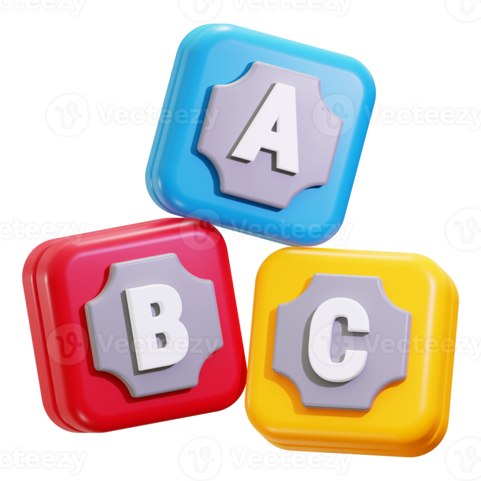 3d Scrabble icon. Perfect for educational materials, alphabet posters, children's activities, or design elements png