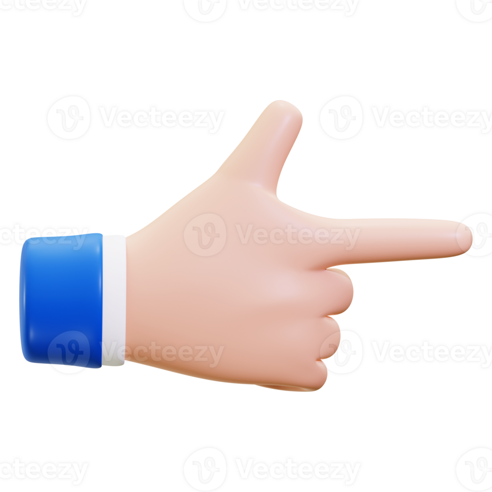 Right direction 3D cartoon hand points, suitable for navigation concepts, directional messages, children's illustrations, or educational materials png