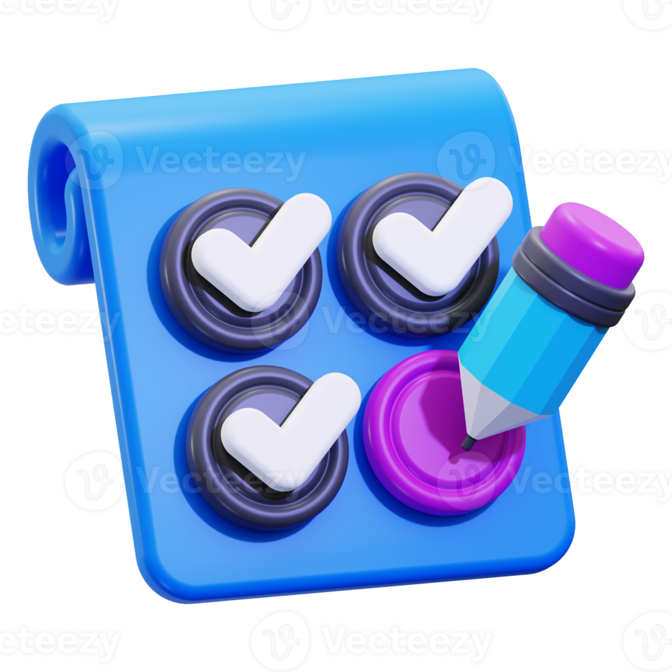 3d Checklist icon. Suitable for organizing tasks, project management, productivity concepts, and goal setting visuals png