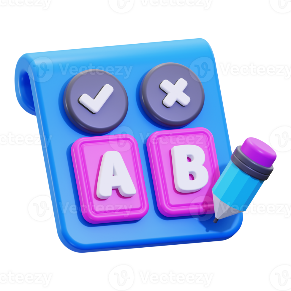 3d School Test icon. perfect for educational concepts, testing, decision making, exams, and school related designs png