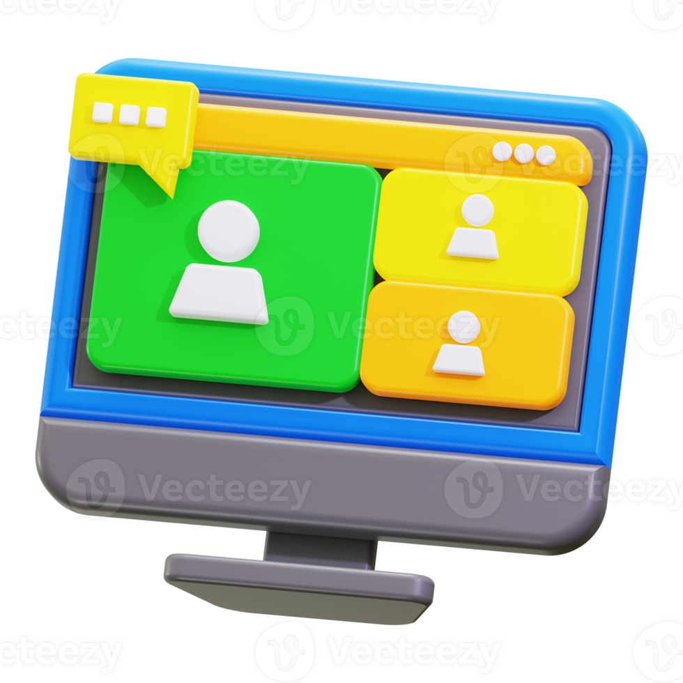 online conference 3d illustration. Suitable for remote work, virtual meetings, telecommuting, technology themes png